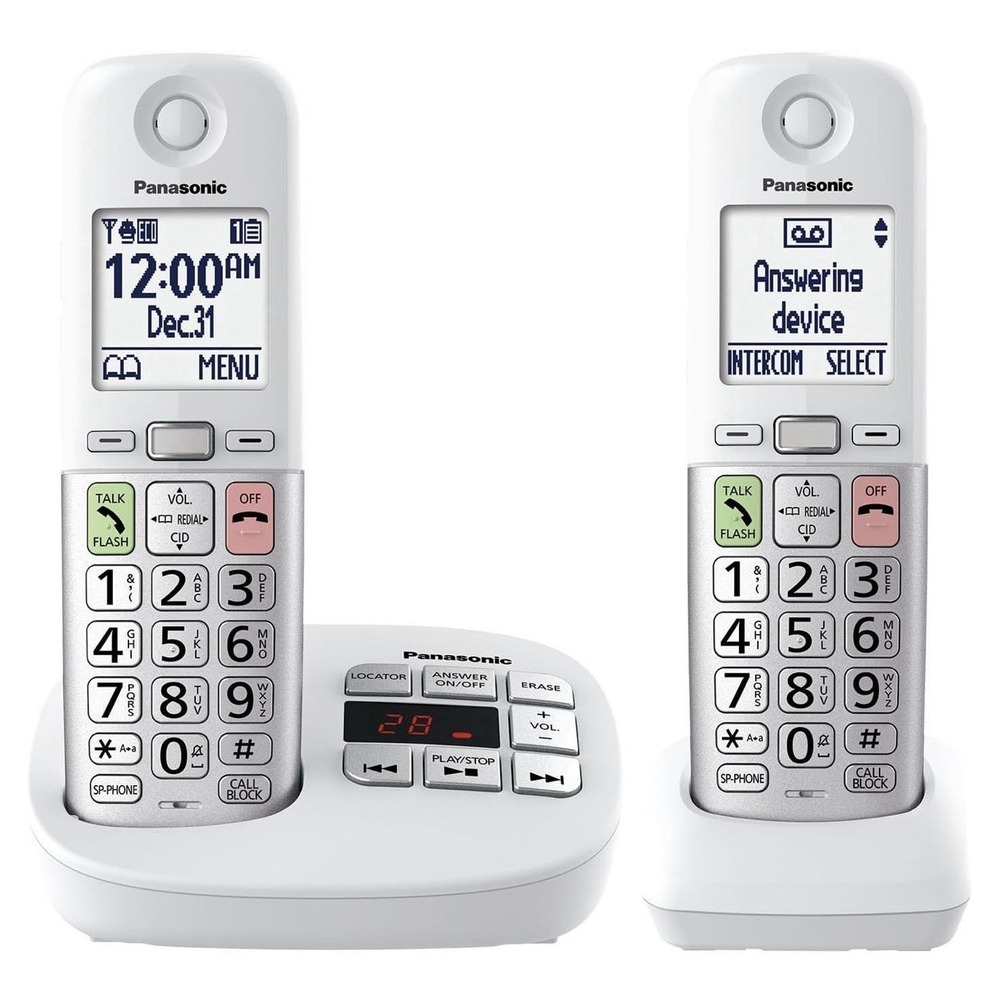 Panasonic Expandable Cordless Phone Answering Machine Call Block 2 Handset White